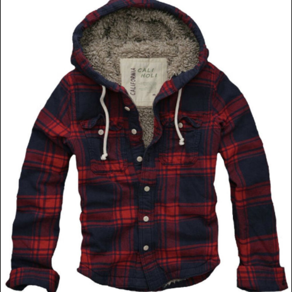 $128 Mens CALI HOLI Muscle Fit Faux Fur Flannel Jk
